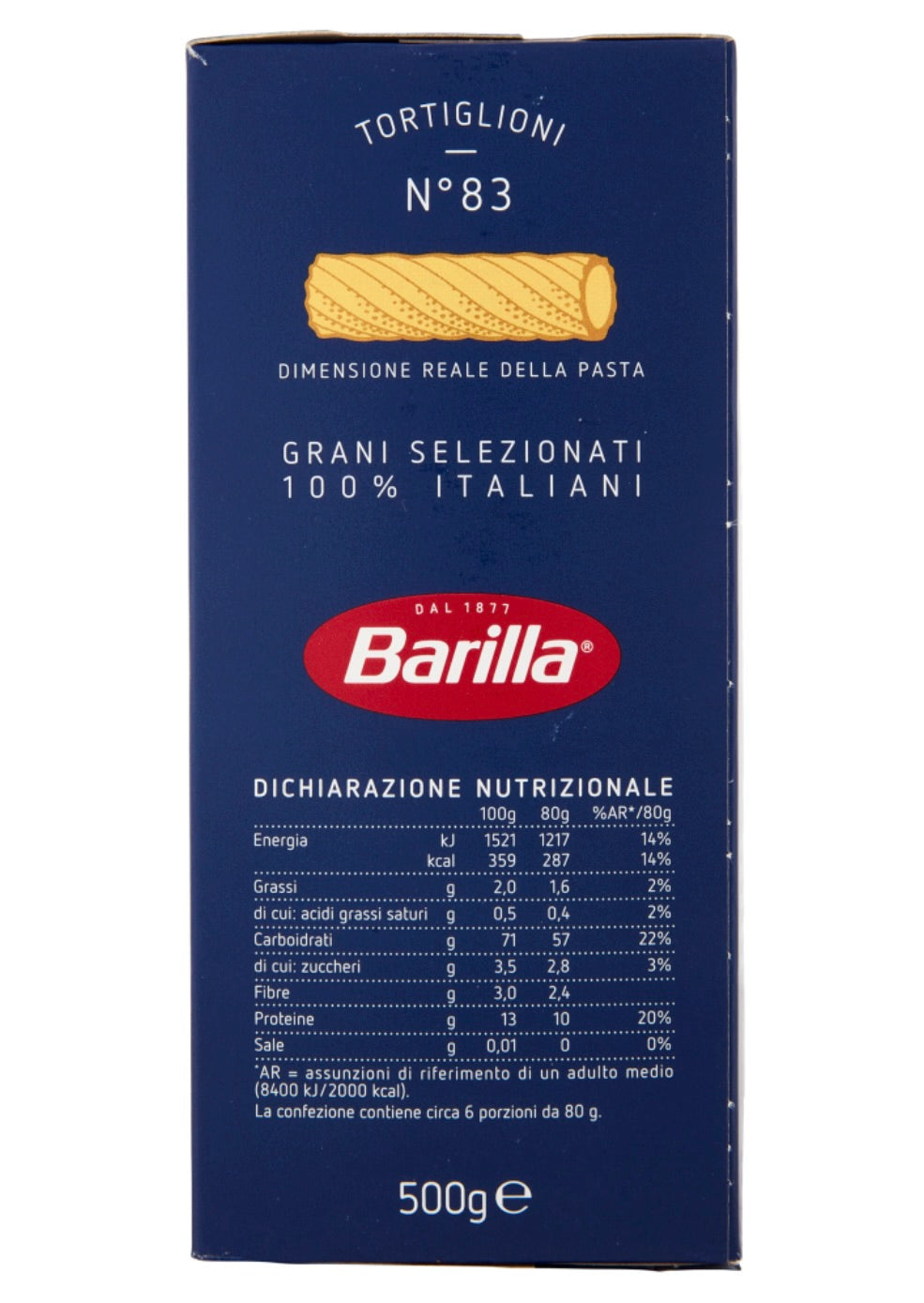 PASTA BARILLA TORTIGLIONI GR. 500